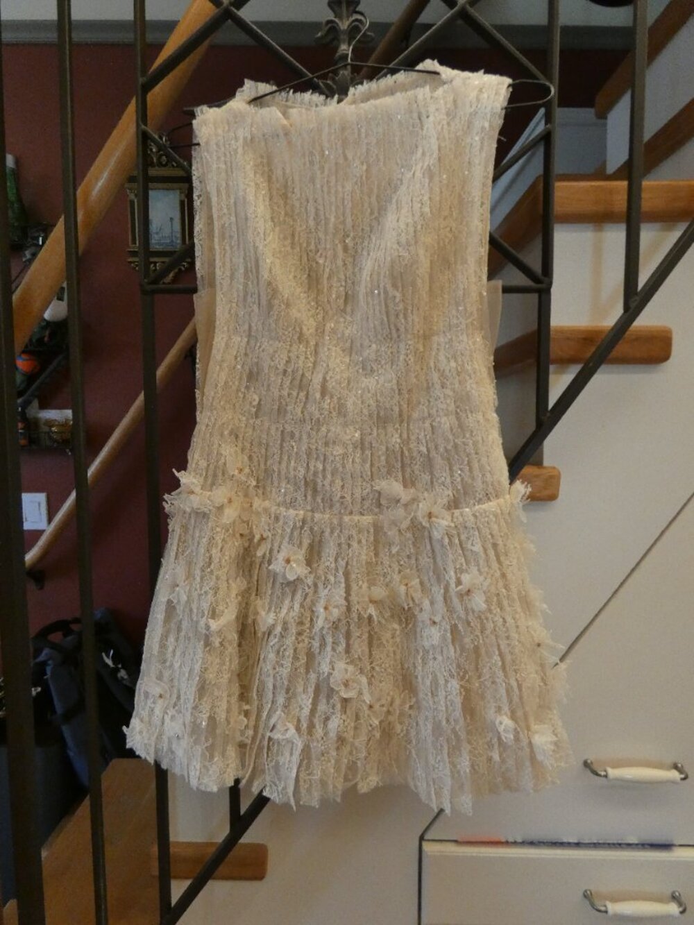 Designer Cream Lace Mini Dress - Picture 3 of 6